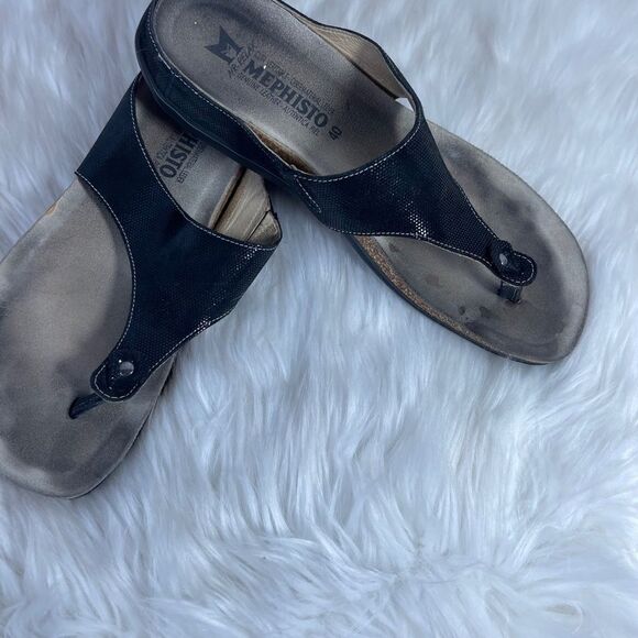 Mephisto Agacia Black 'thong Sandals Sz 40/10 - Picture 3 of 10